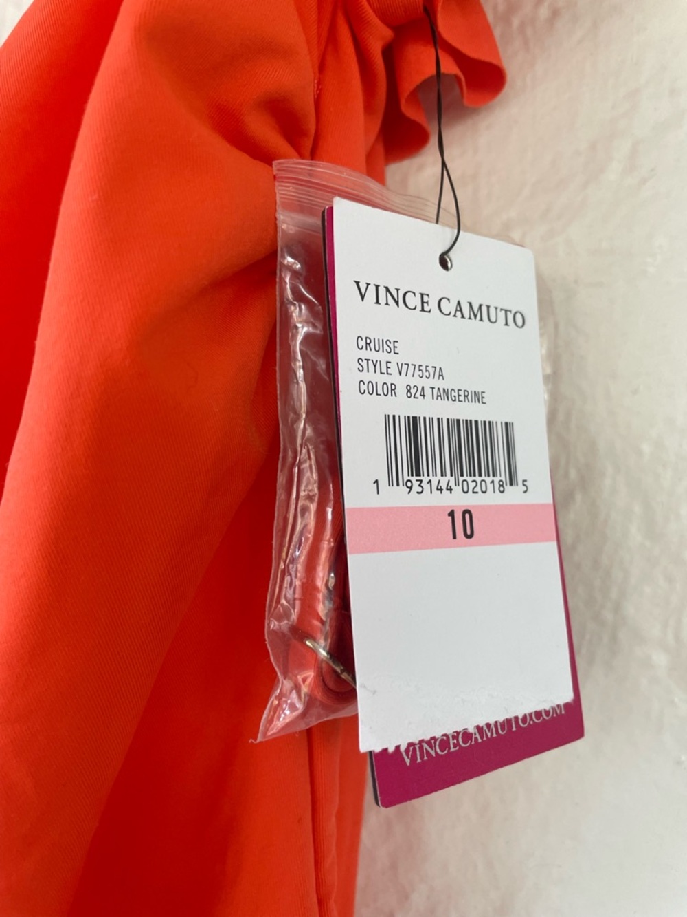 NWT Vince Camuto Women's Orange One Piece Ruffle Sleeve Swimsuit Size 10 - Picture 3 of 7